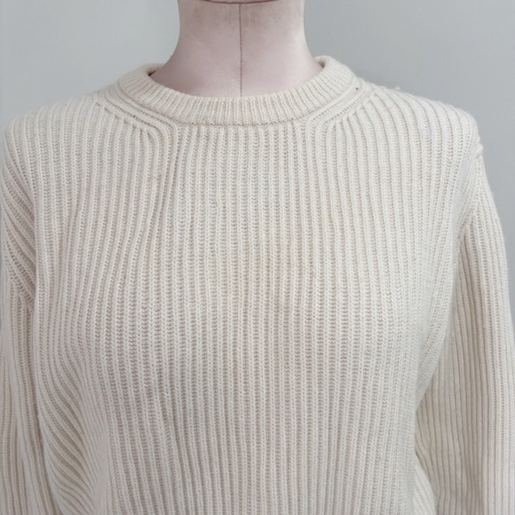 Maje Cream Wool Blend Sweater Size 3 Size Medium Ribbed Cableknit - Picture 7 of 15